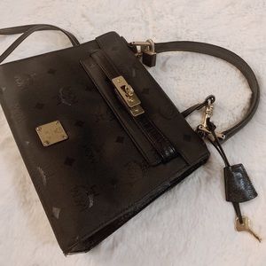 MCM Satchel Purse Black Cross Body Bag
